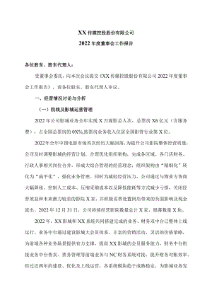 XX传媒控股股份有限公司2022年度董事会工作报告.docx