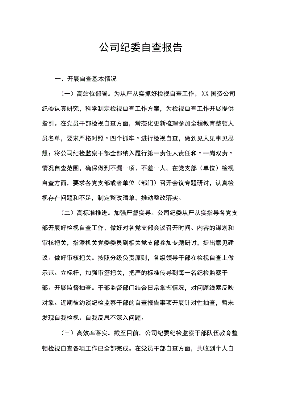 公司纪委自查报告.docx_第1页