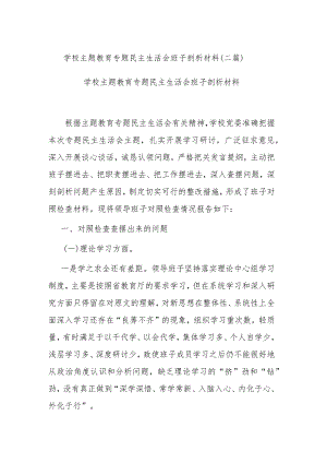 学校主题教育专题民主生活会班子剖析材料(二篇).docx