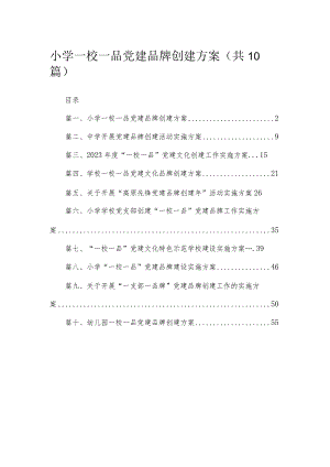 2023小学一校一品党建品牌创建方案（共10篇）.docx