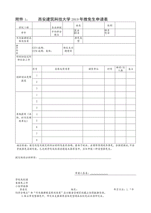 西安建筑科技大学2019年推免生申请表.docx