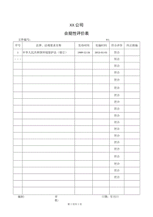 XX公司合规性评价表(2023年).docx