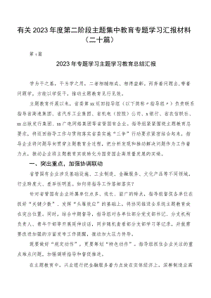 有关2023年度第二阶段主题集中教育专题学习汇报材料（二十篇）.docx