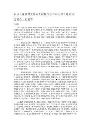 副局长在自然资源局党组理论学习中心组专题研讨交流会上的发言.docx