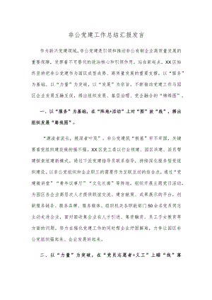 非公党建工作总结汇报发言.docx