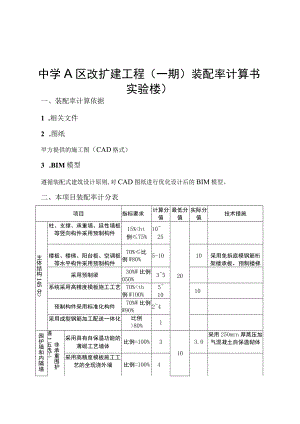 中学A区改扩建工程（一期）装配率计算书（综合实验楼）.docx