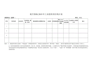 航空基地2019年工业投资项目统计表.docx