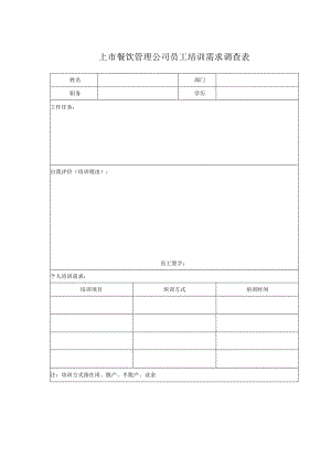 上市餐饮管理公司员工培训需求调查表.docx