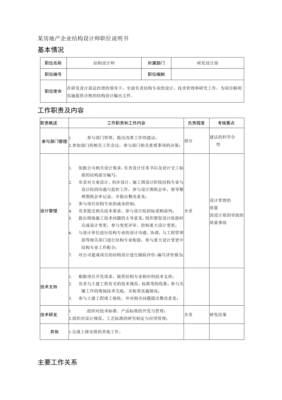 某房地产企业结构设计师职位说明书.docx_第1页