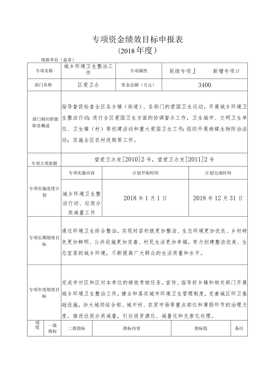 专项资金绩效目标申报018年度.docx_第1页