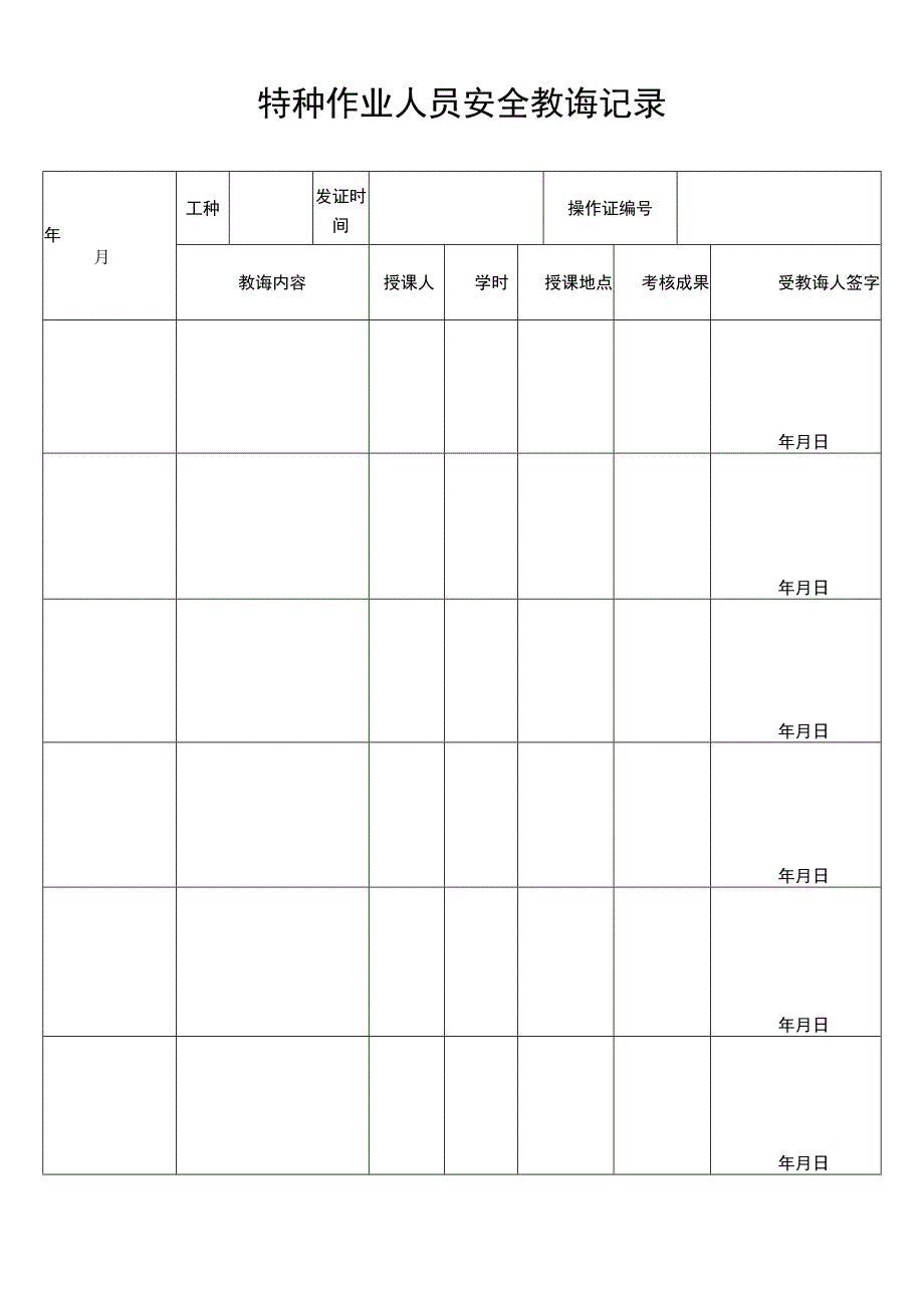 特种作业人员安全教诲记录.docx_第1页
