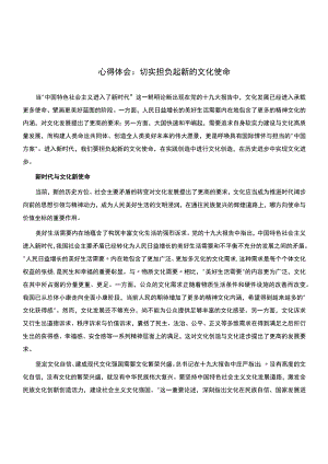 心得体会：切实担负起新的文化使命.docx