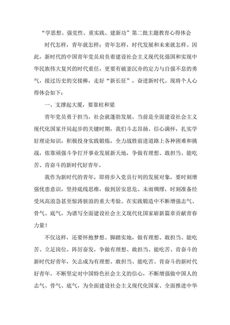 检察院干部工作员学思想、强党性、重实践、建新功第二批主题教育个人心得体会 （合计5份）.docx_第1页