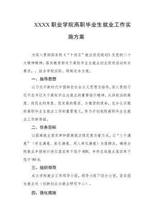 职业学院高职毕业生就业工作实施方案.docx