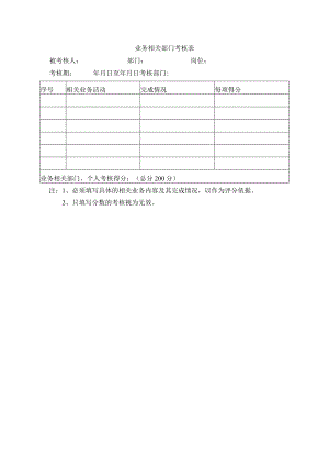 业务相关部门考核表.docx