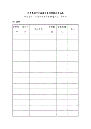 水务集团污水处理设备档案信息登记表.docx