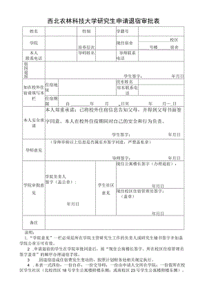 西北农林科技大学研究生申请退宿审批表.docx