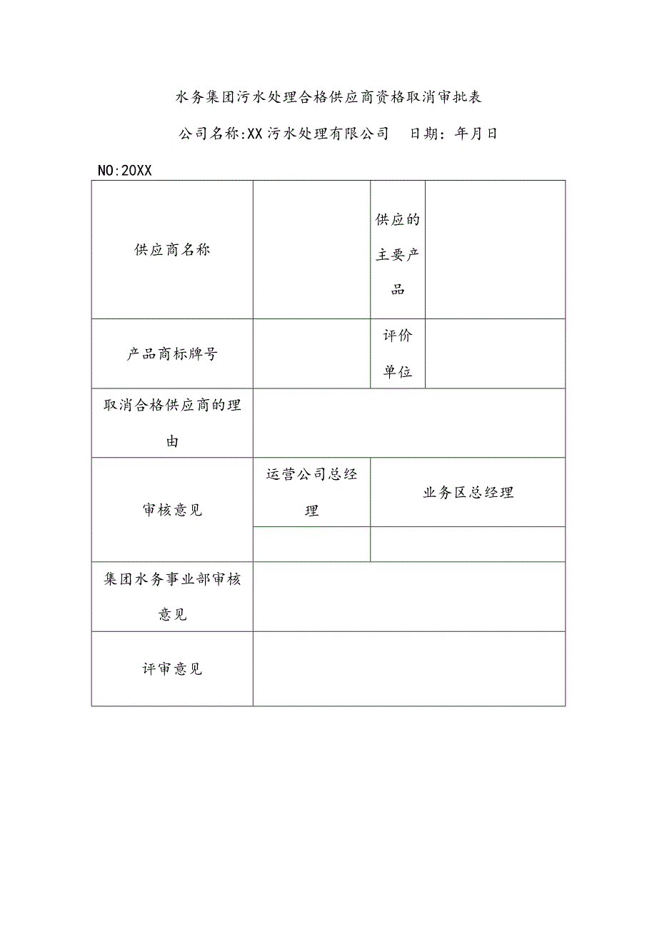 水务集团污水处理合格供应商资格取消审批表.docx_第1页