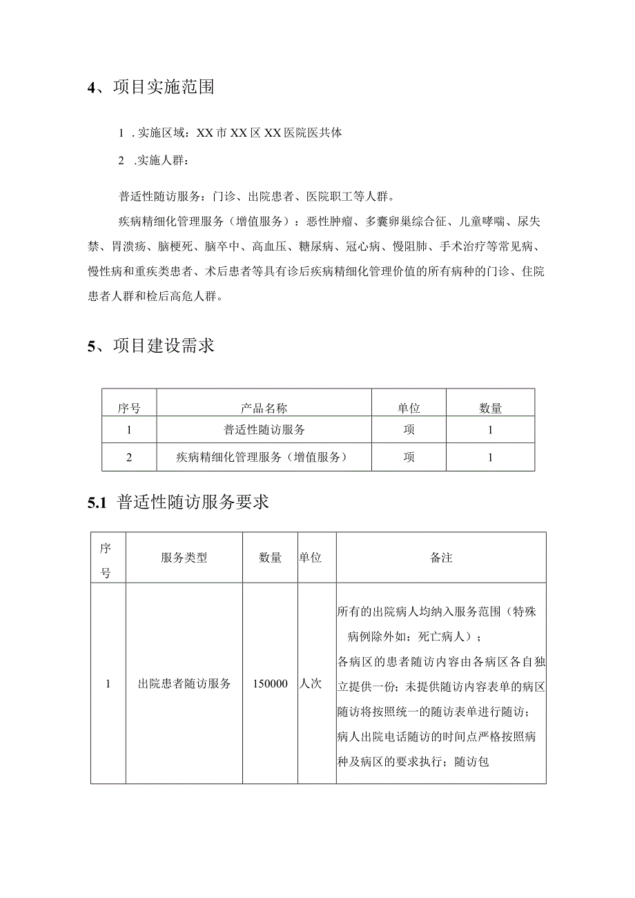 XX市XX区XX医院医共体互联网+诊后疾病管理中心共建及服务运营项目采购需求.docx_第2页