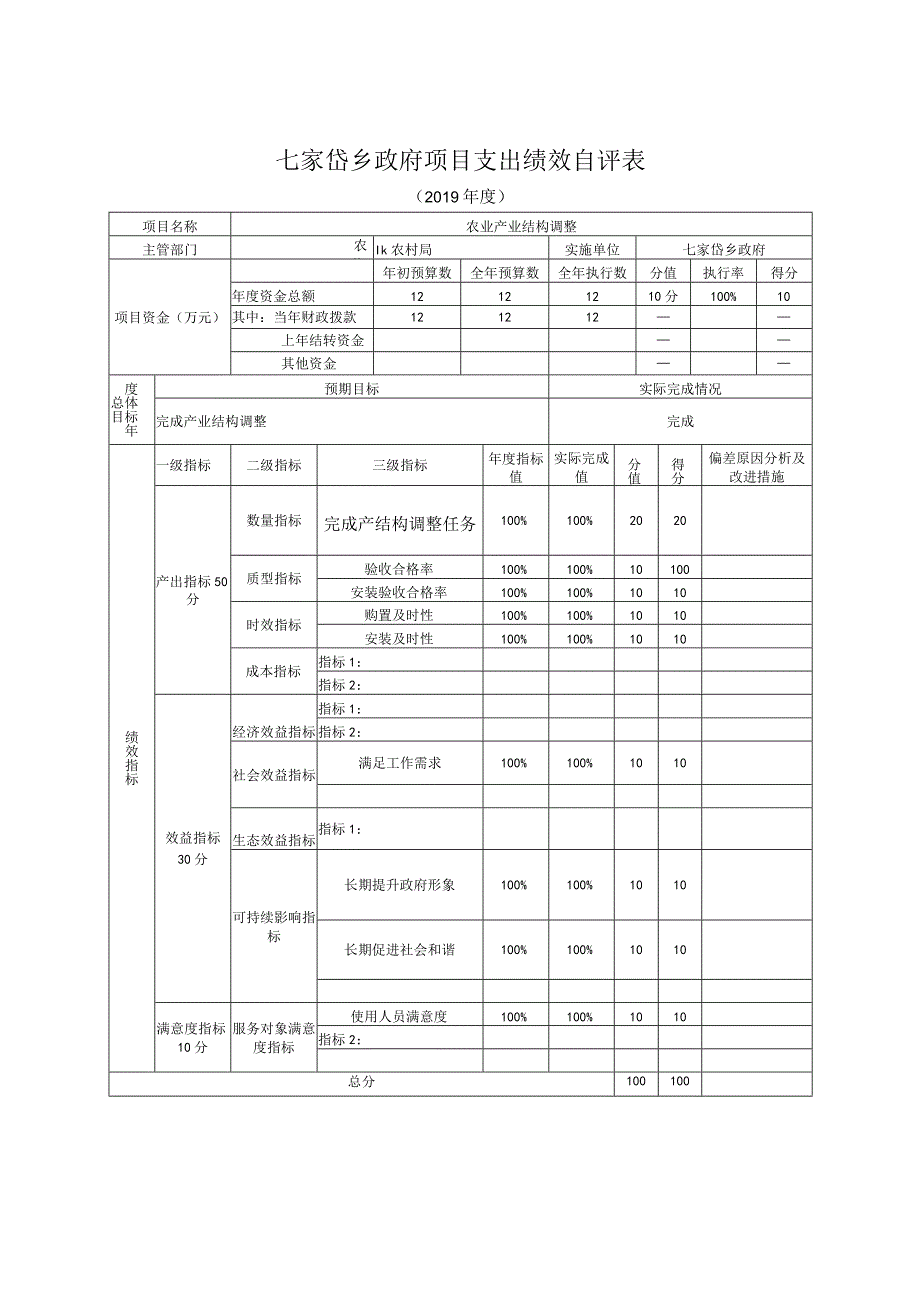 七家岱乡政府项目支出绩效自评表.docx_第2页