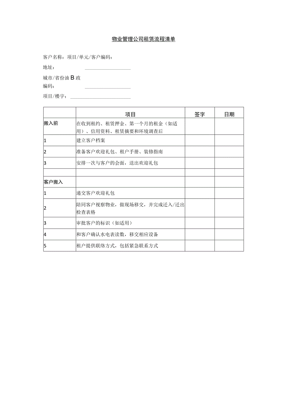 物业管理公司租赁流程清单.docx_第1页