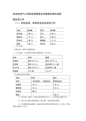 某某房地产公司家政部管理仓库管理员操作规程.docx