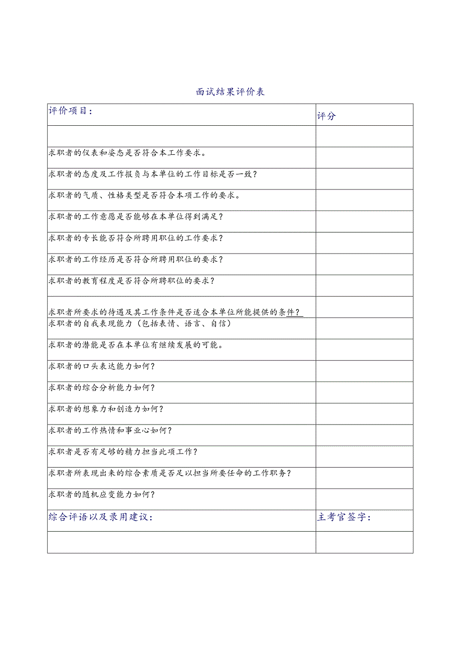 面试结果评价表.docx_第1页