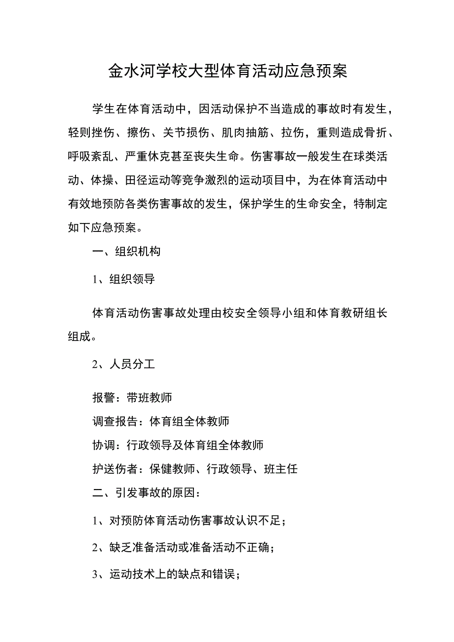 金水河学校大型体育活动应急预案.docx_第1页