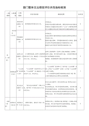 部门整体支出绩效评价共性指标框架.docx