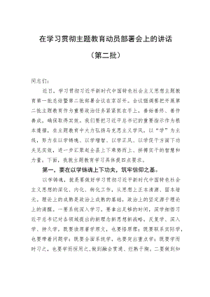 在学习贯彻主题教育动员部署会上的讲话（第二批）.docx