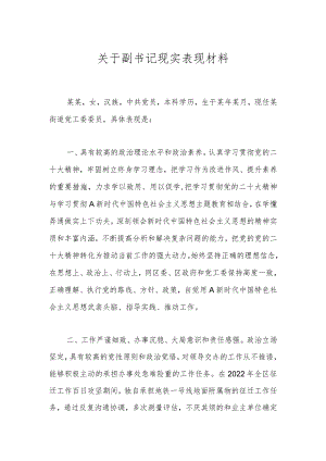 关于副书记现实 表现材料.docx