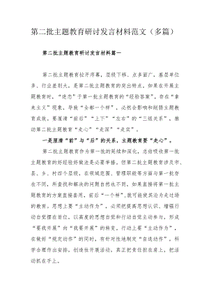 第二批主题教育研讨发言材料范文（多篇）.docx