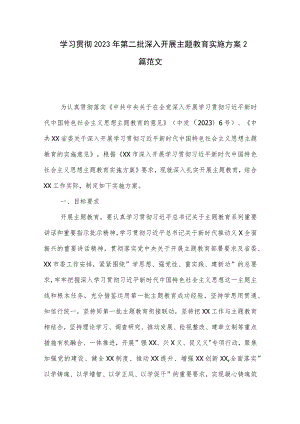 学习贯彻2023年第二批深入开展主题教育实施方案2篇范文.docx