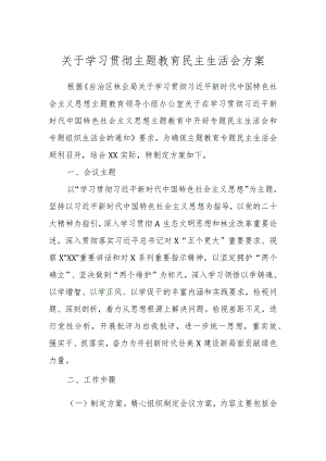 关于学习贯彻主题教育民主生活会的方案.docx