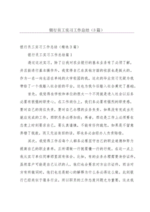 银行员工实习工作总结（3篇）.docx