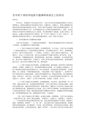 在年轻干部培养选拔专题调研座谈会上的讲话.docx