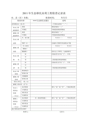 2011年生态移民水利工程检查记录表.docx