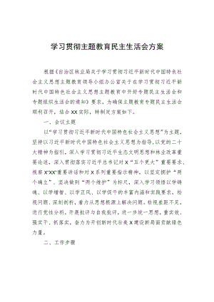 学习贯彻主题教育民主生活会方案.docx