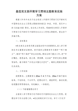 基层党支部开展学习贯彻主题教育实施方案.docx