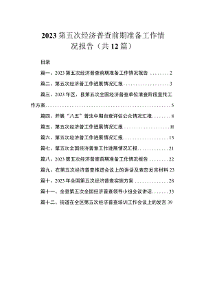 2023第五次经济普查前期准备工作情况报告（共12篇）.docx