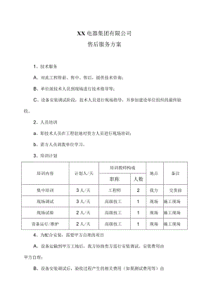 XX电器集团有限公司售后服务方案（2023年）.docx