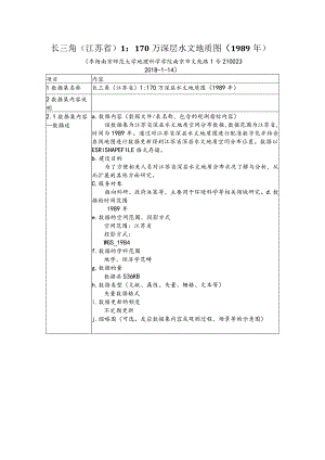 长三角江苏省1170万深层水文地质图1989年.docx