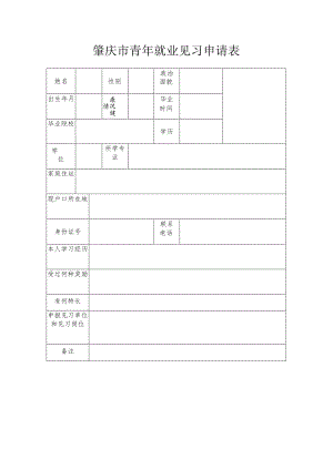 肇庆市青年就业见习申请表.docx