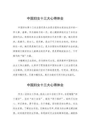 妇女干部学习中国妇女十三大精神心得体会二十篇.docx