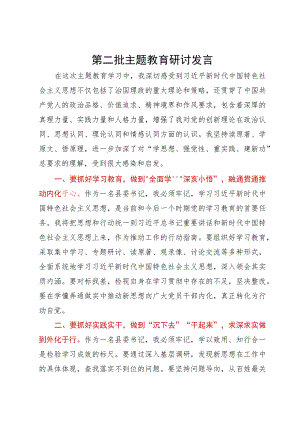 县委书记第二批主题教育第二次学习研讨发言材料.docx