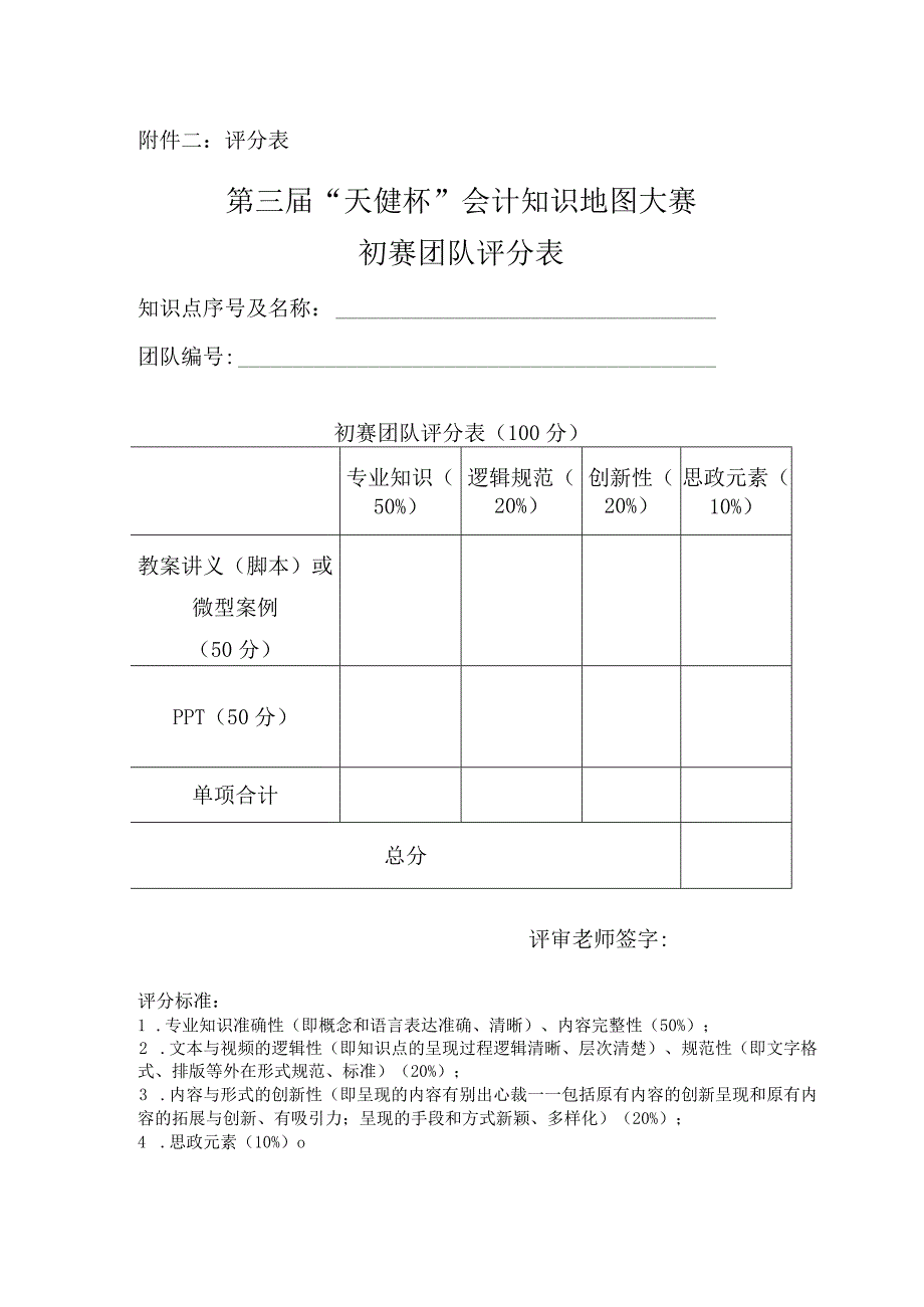 评分表第三届“天健杯”会计知识地图大赛初赛团队评分表.docx_第1页