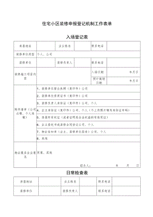 住宅小区装修申报登记机制工作表单.docx