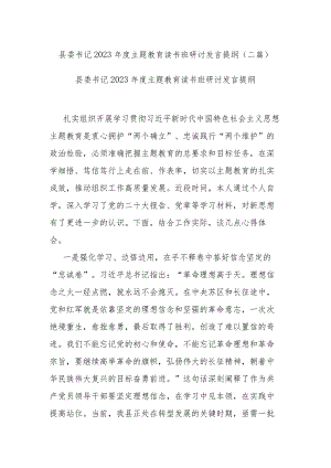 县委书记2023年度主题教育读书班研讨发言提纲(二篇).docx