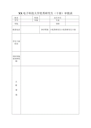 XX电子科技大学优秀研究生（干部）审批表.docx