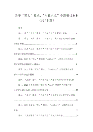 2023关于“五大”要求、“六破六立”专题研讨材料（共18篇）.docx